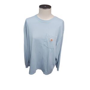Carhartt extra large loose fit long sleeve pocket tee light blue